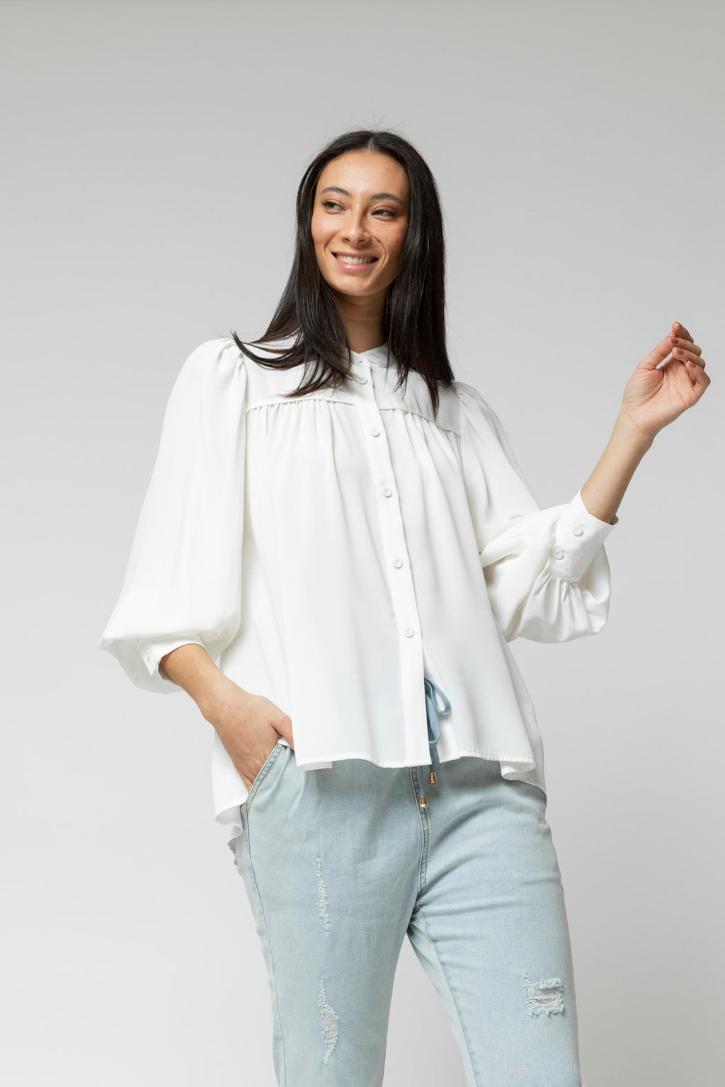 Ivory Gathered Shirt- SALE