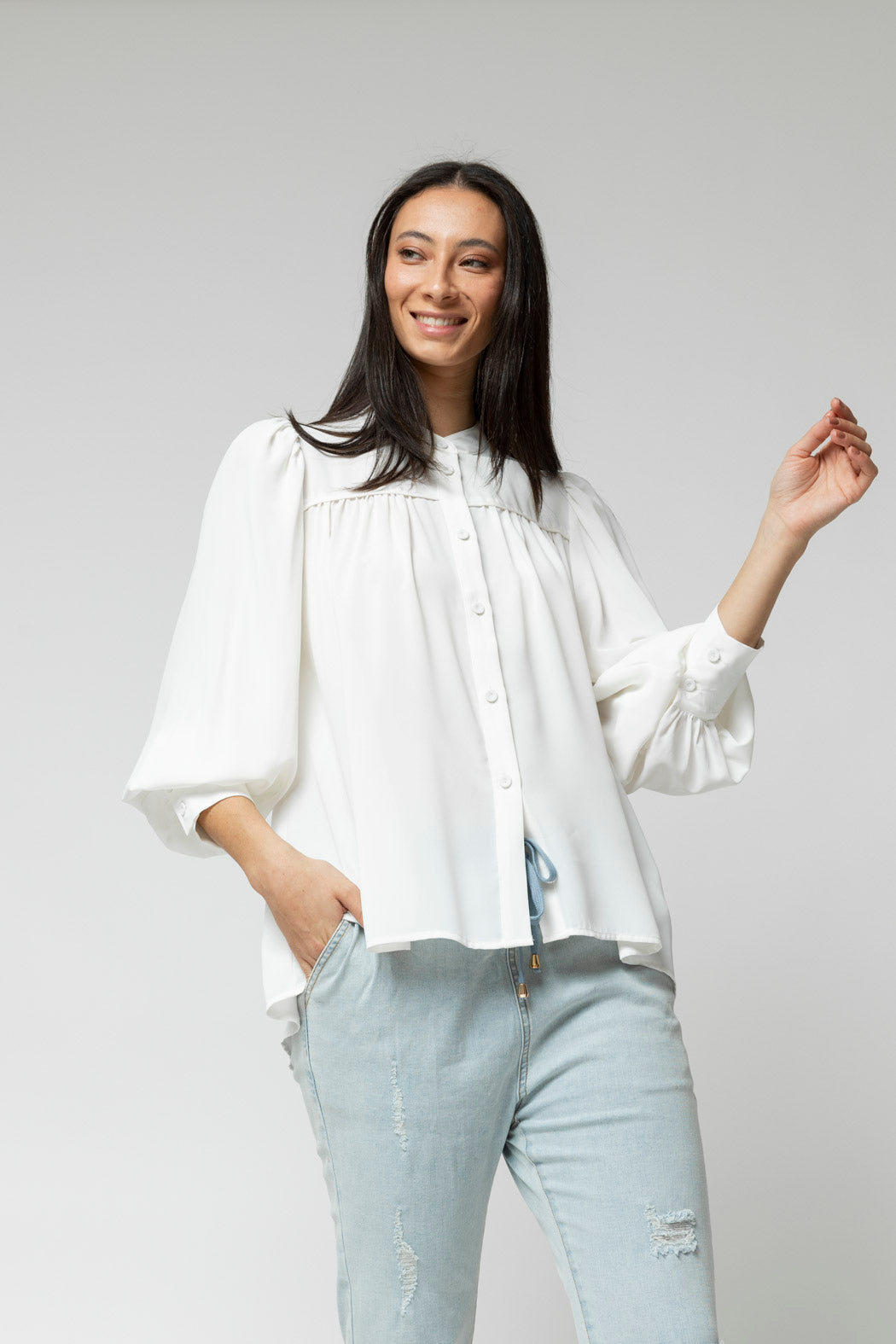 Ivory Gathered Shirt- SALE