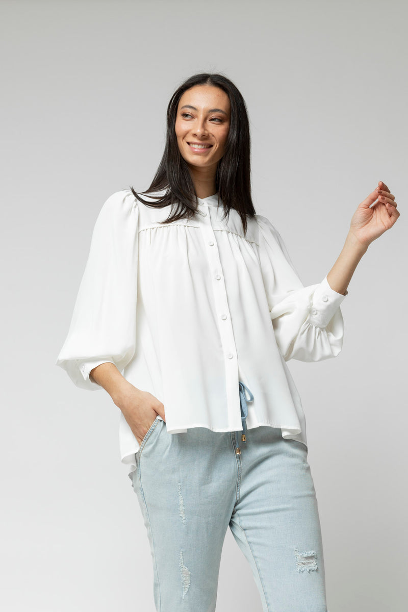 Ivory Gathered Shirt- SALE