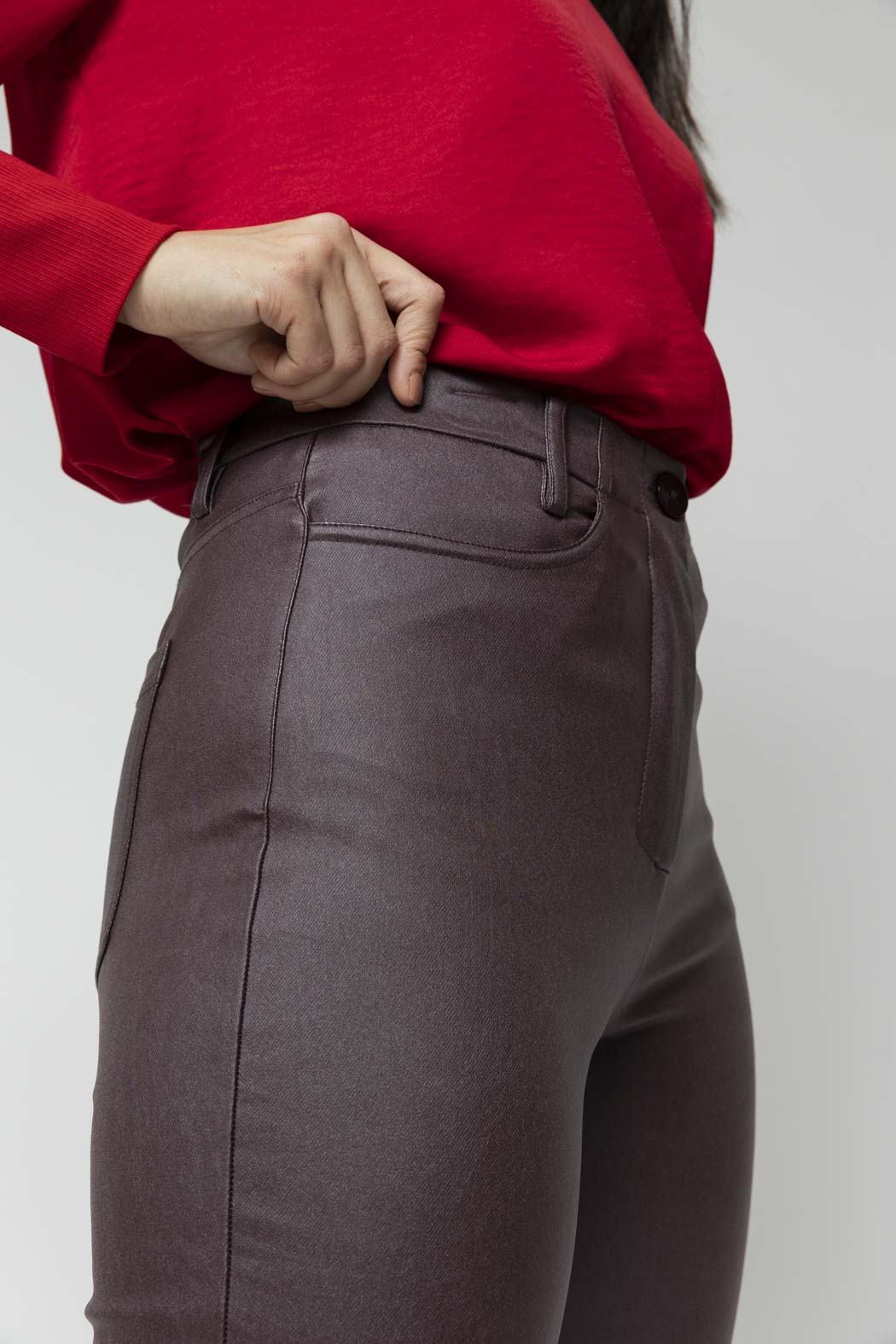 Plum Waxed Slim Leg Pant