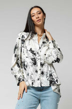 Black White Gathered Shirt