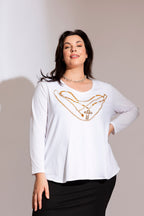 White Necklace Long Sleeve Tee