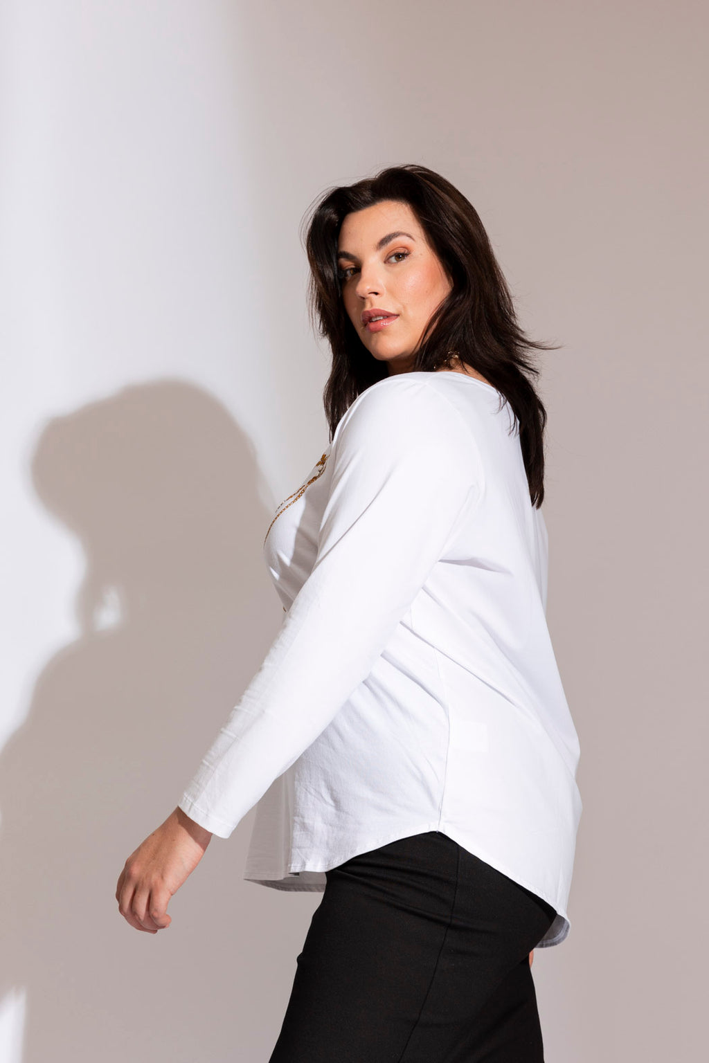 White Necklace Long Sleeve Tee