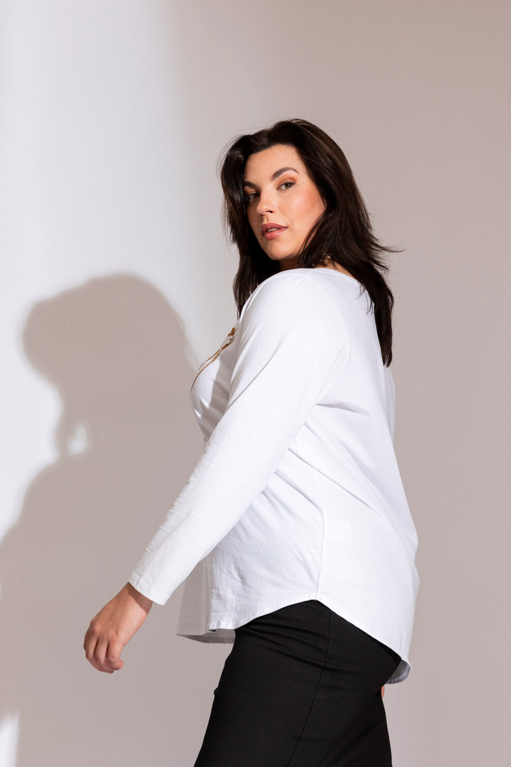 White Necklace Long Sleeve Tee