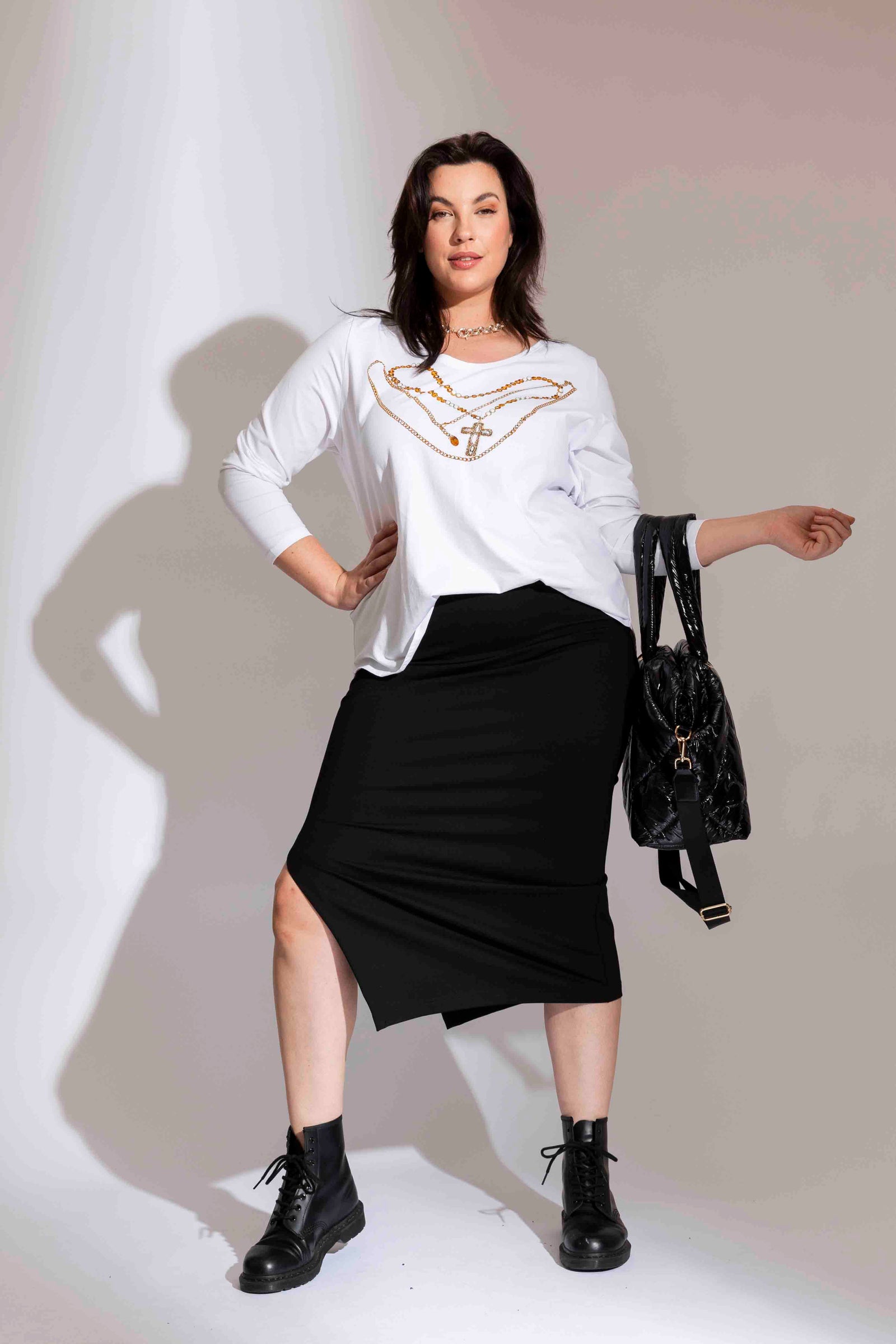 White Necklace Long Sleeve Tee
