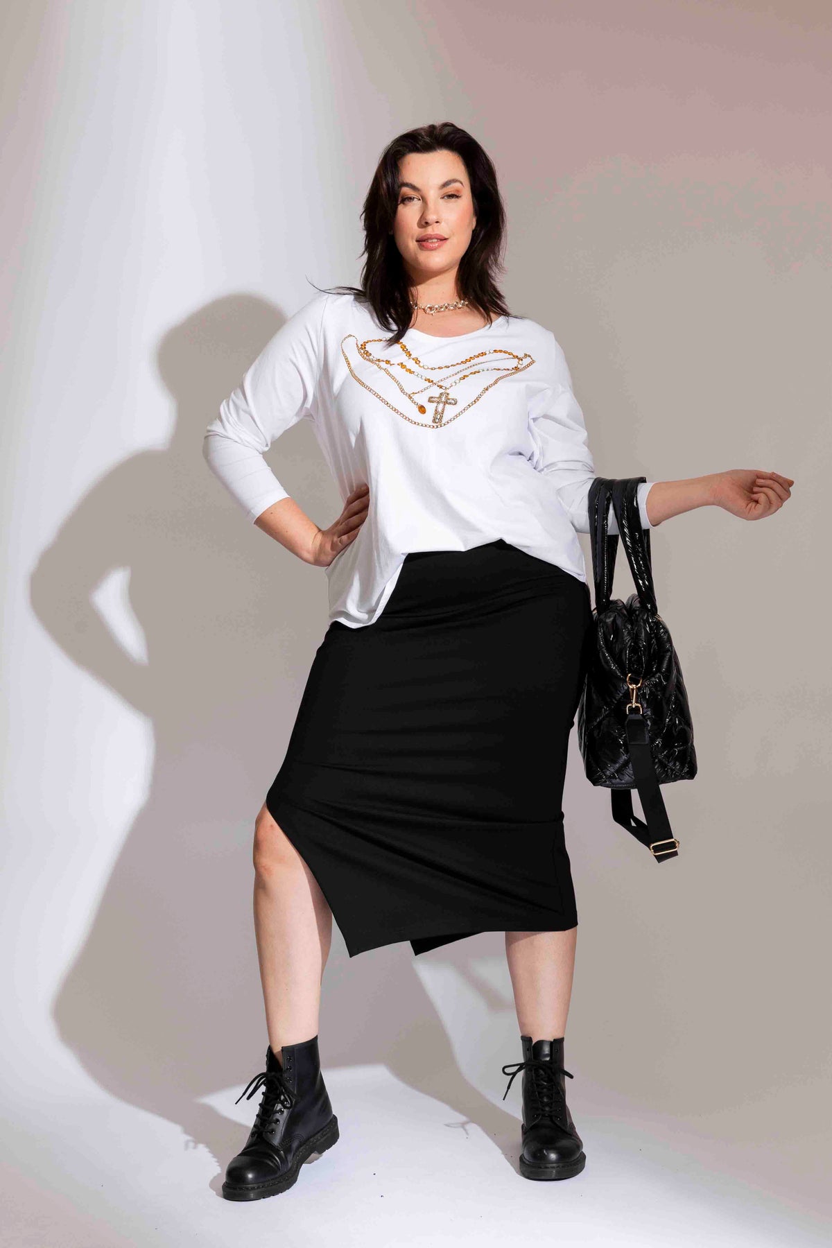 White Necklace Long Sleeve Tee