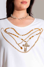 White Necklace Long Sleeve Tee