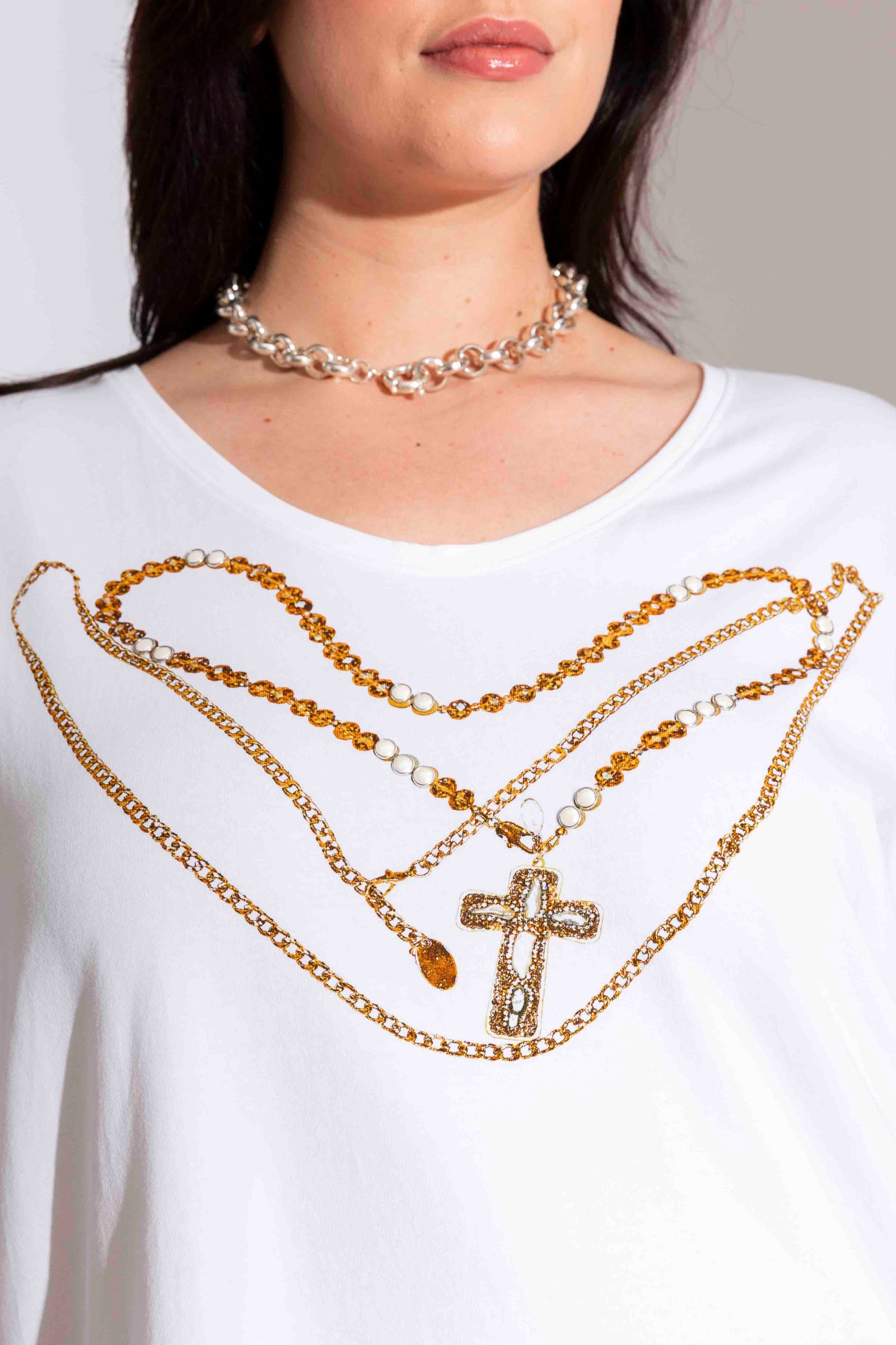 White Necklace Long Sleeve Tee