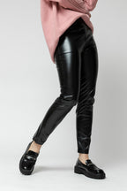 Black Vegan Leather Easy Jean- Sale