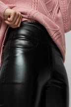 Black Vegan Leather Easy Jean- Sale