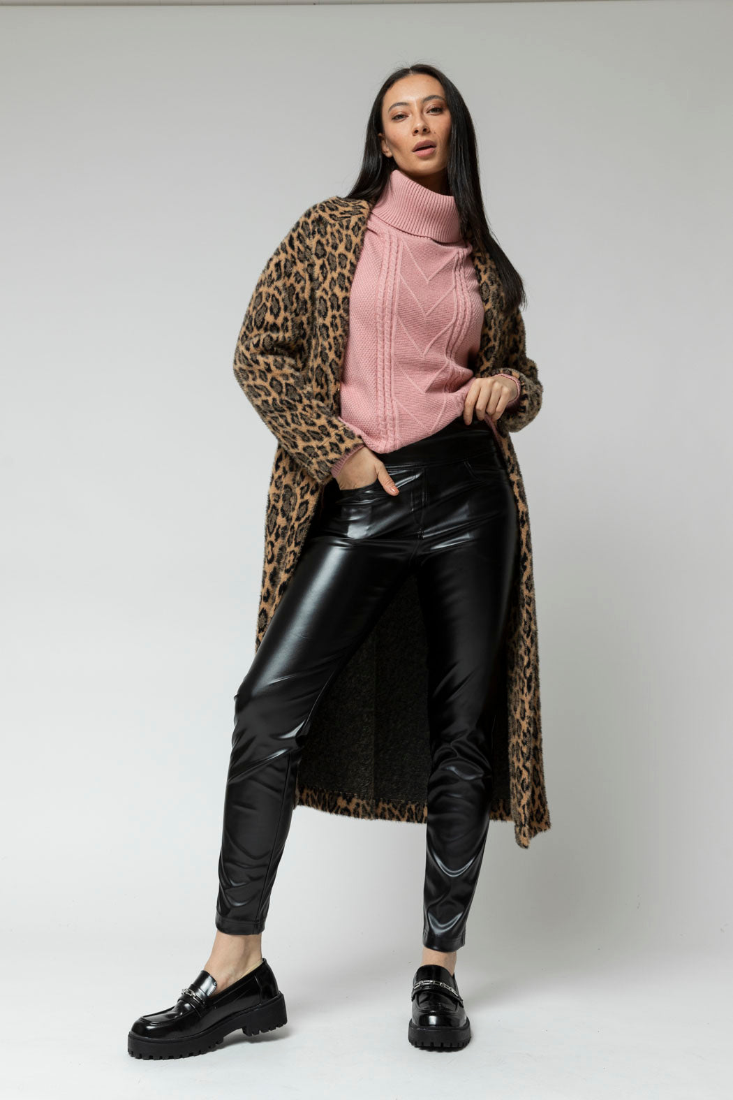 Black Vegan Leather Easy Jean- Sale