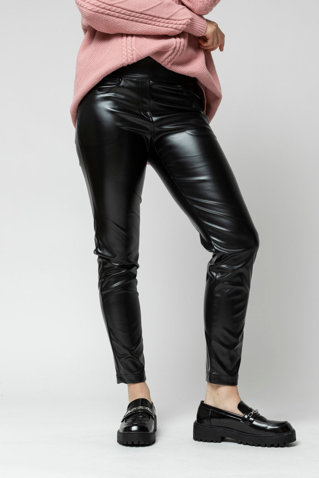 Black Vegan Leather Easy Jean- Sale