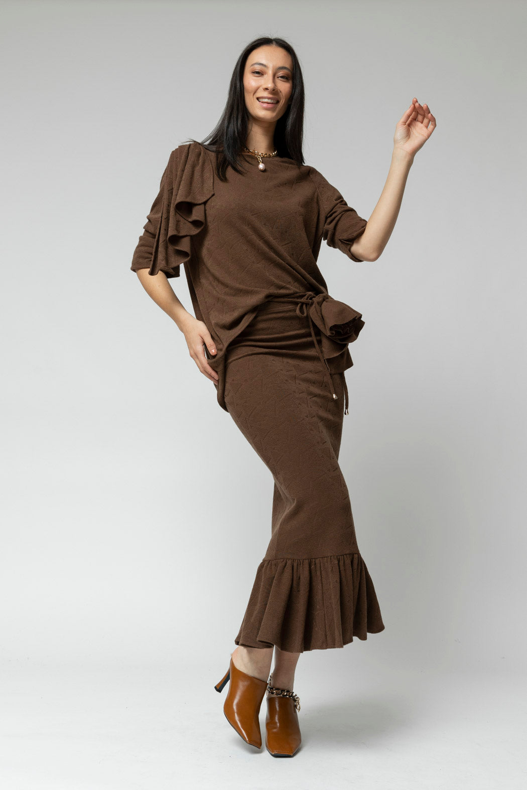 Mocha Frill Skirt- Sale