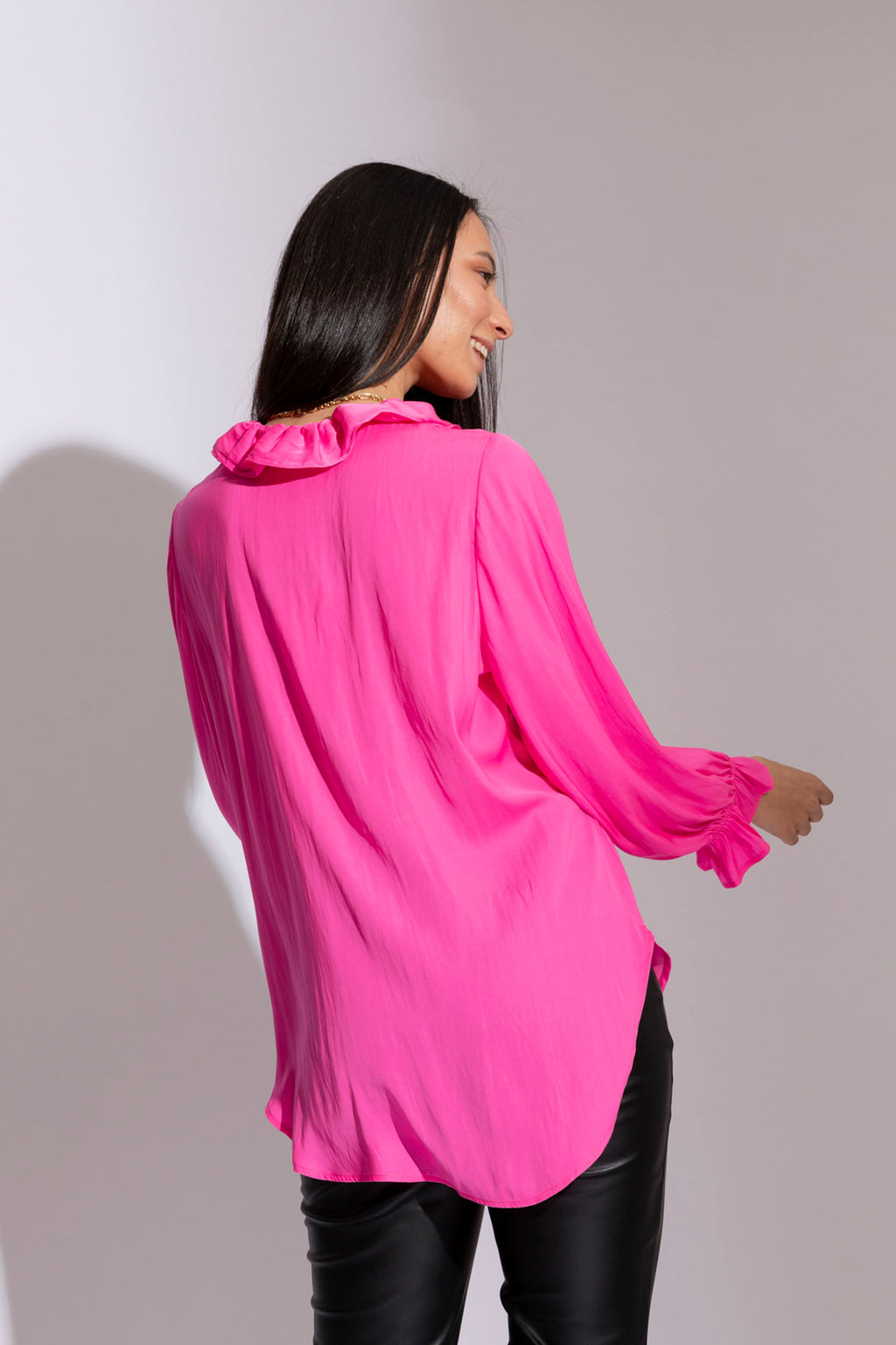 Hot Pink Double Frill Blouse