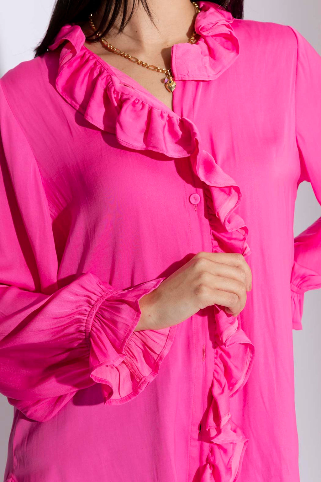 Hot Pink Double Frill Blouse
