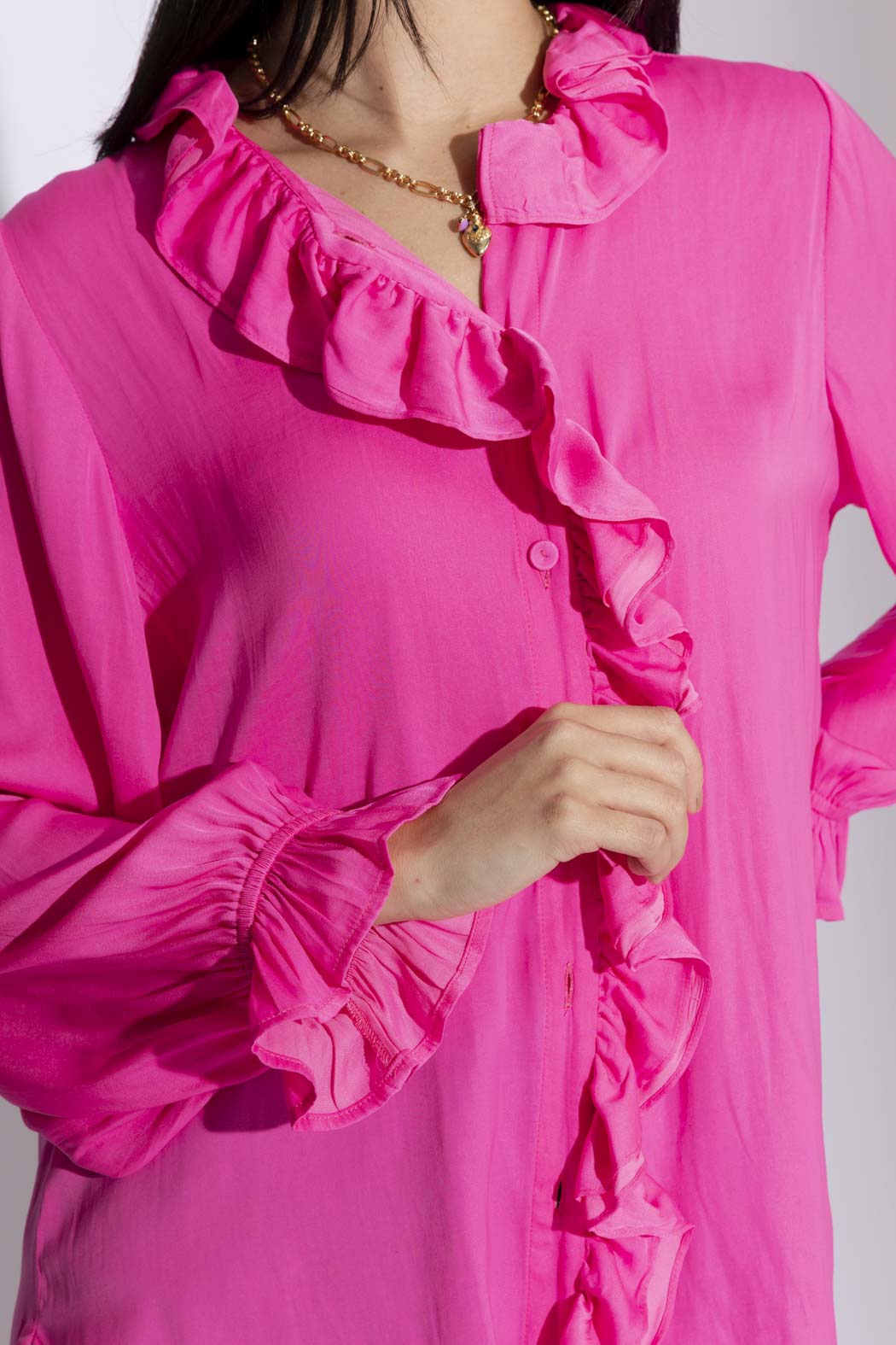 Hot Pink Double Frill Blouse