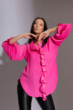 Hot Pink Double Frill Blouse