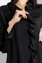 Black Double Frill Blouse