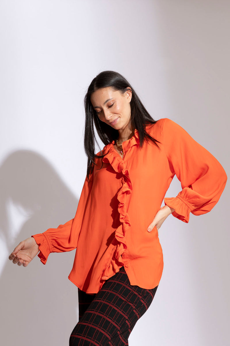 Orange Double Frill Blouse