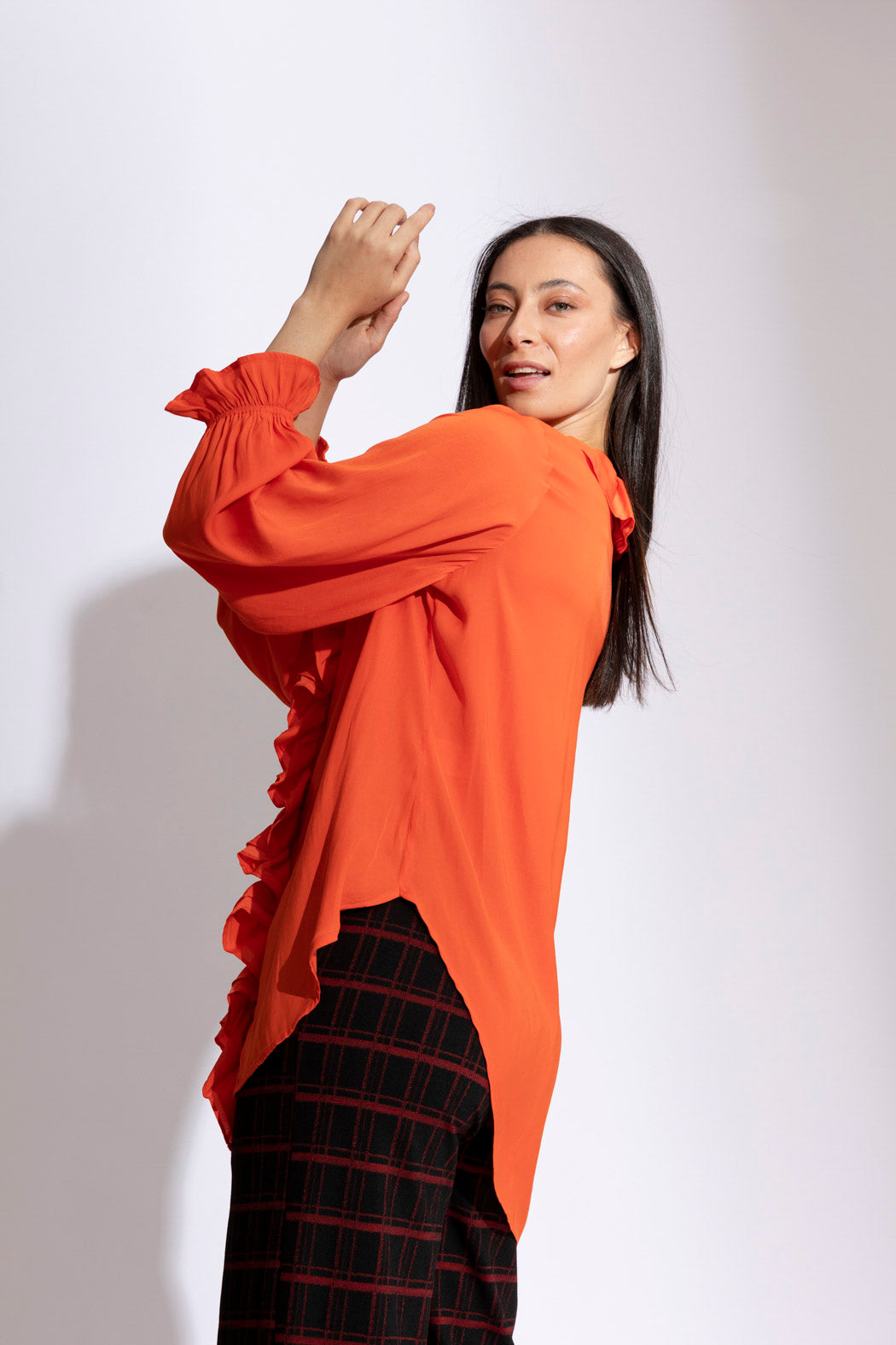 Orange Double Frill Blouse