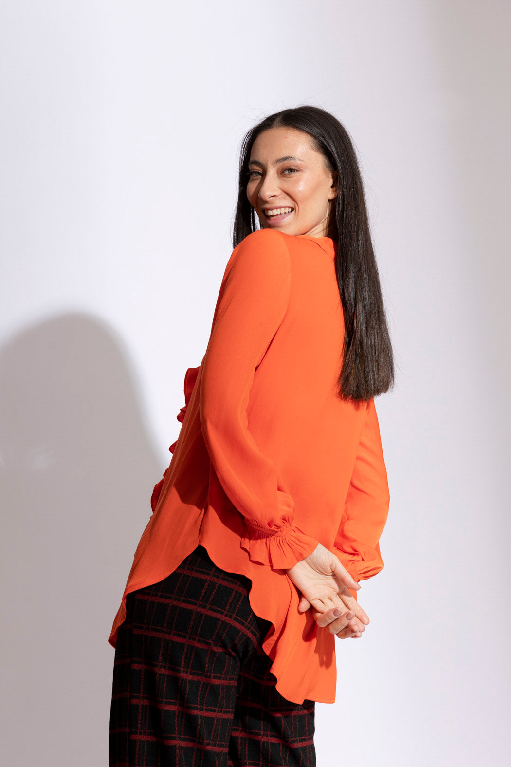 Orange Double Frill Blouse