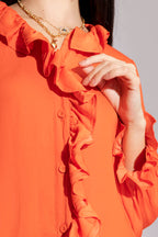 Orange Double Frill Blouse