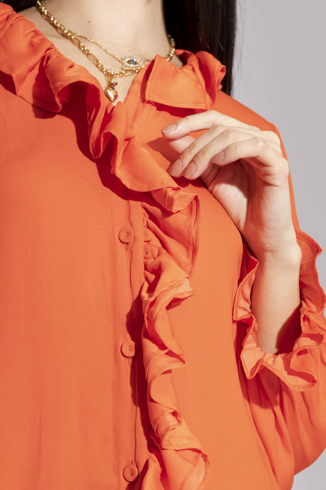 Orange Double Frill Blouse