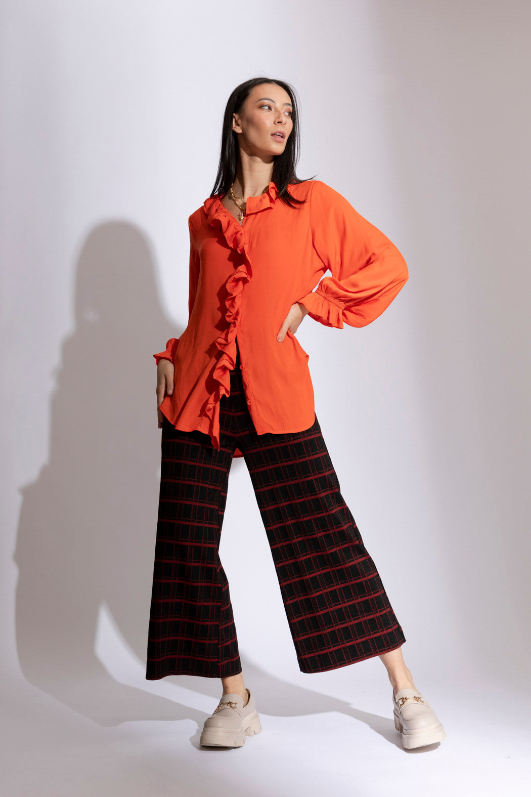Orange Double Frill Blouse