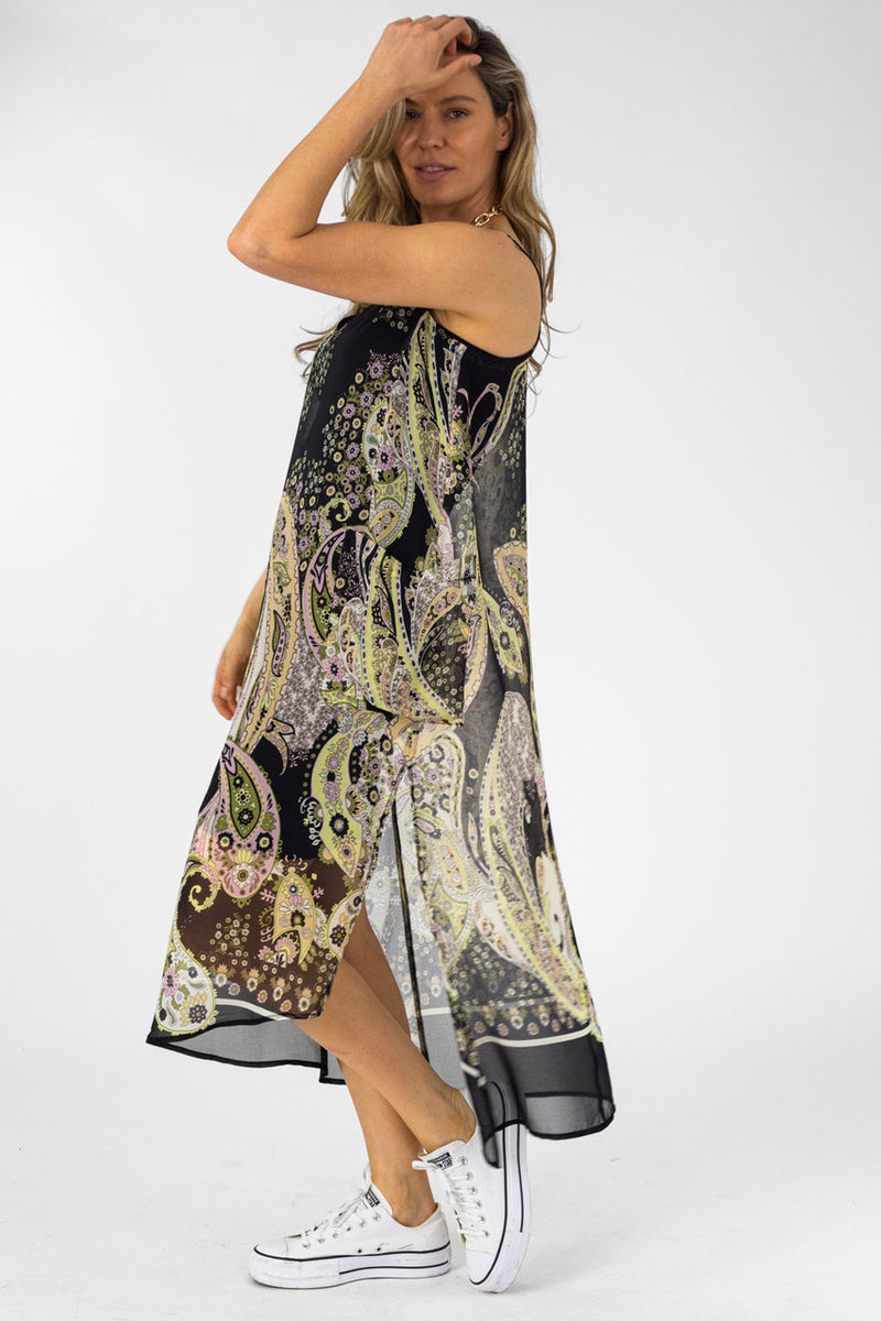 Paisley Strappy Chiffon Dress - Final Sale