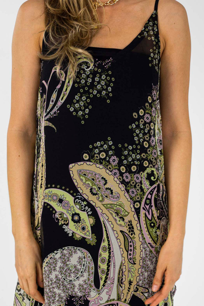 Paisley Strappy Chiffon Dress - Final Sale