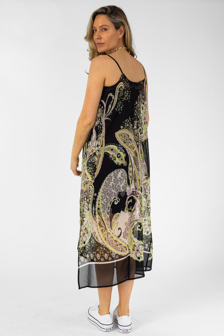 Paisley Strappy Chiffon Dress - Final Sale