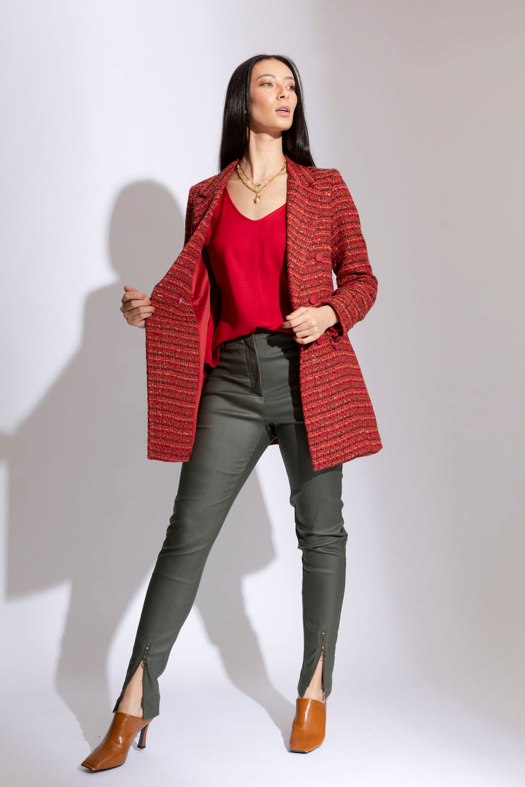 Red Tweed Blazer- Sale