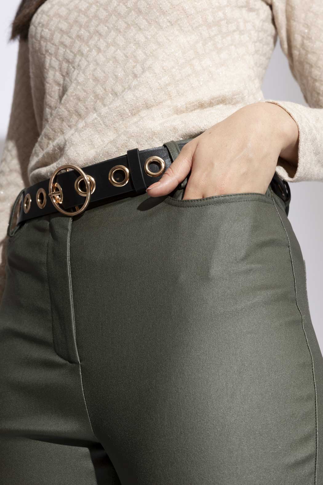 Khaki Wax Zip Leg Pant