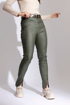 Khaki Wax Zip Leg Pant