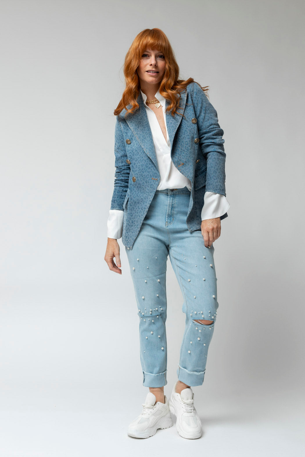 Light Chambray Animal Sisca Blazer