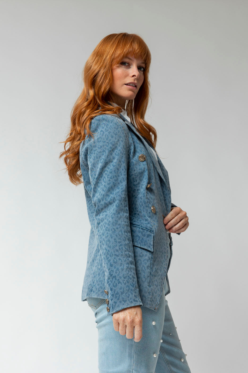 Light Chambray Animal Sisca Blazer