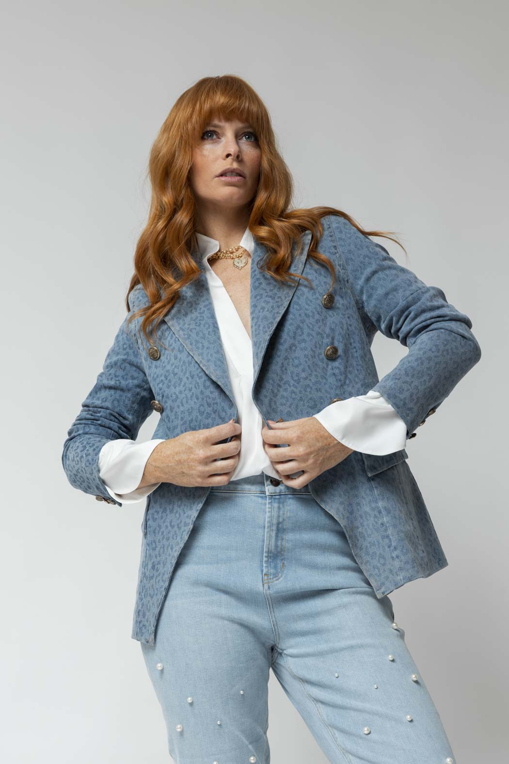Light Chambray Animal Sisca Blazer