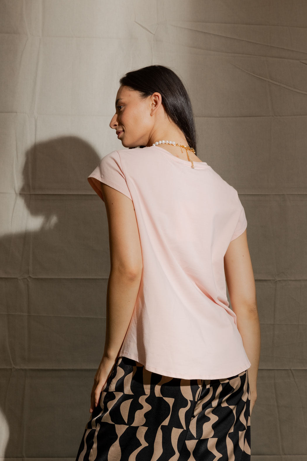 Motto Embroidered T Shirt In Pink