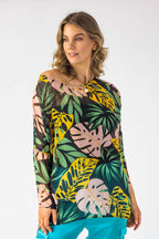 Tropical Chiffon Oversized Top - Final Sale