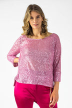 Pink Sequin Raglan Top - Sale