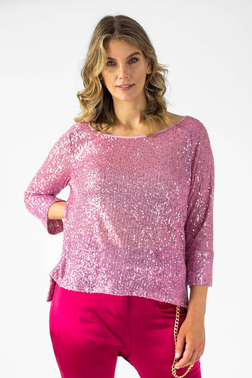 Pink Sequin Raglan Top - Sale