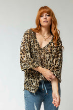 Tan Animal Ruby Silky Blouse