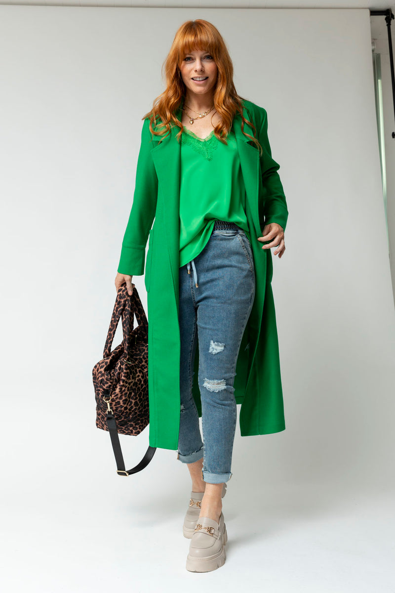 Green Twill Trench Coat
