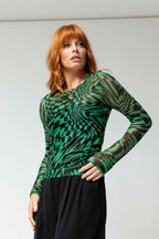 Green/black Mesh Basic Top