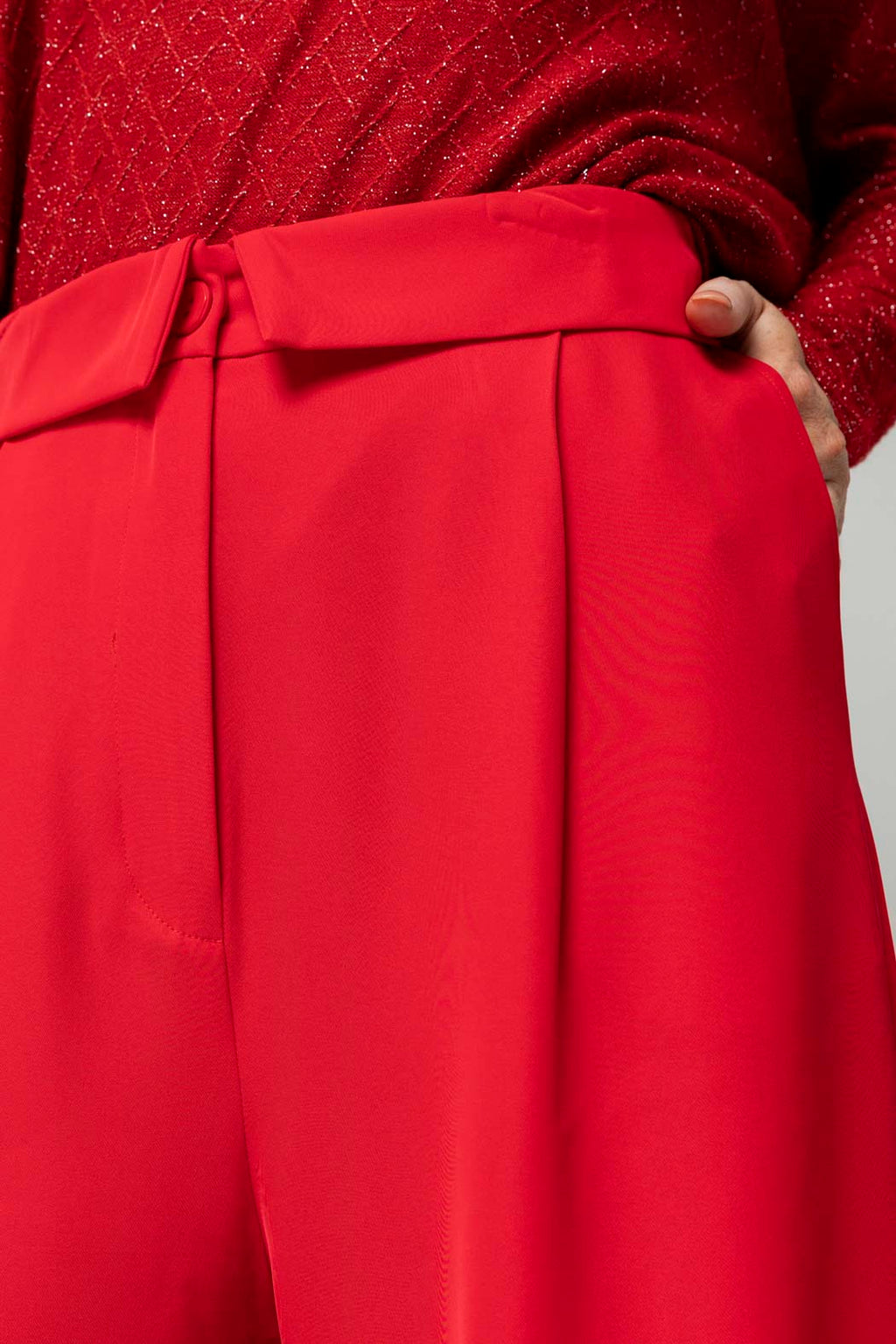 Red Euro Paperbag Pant