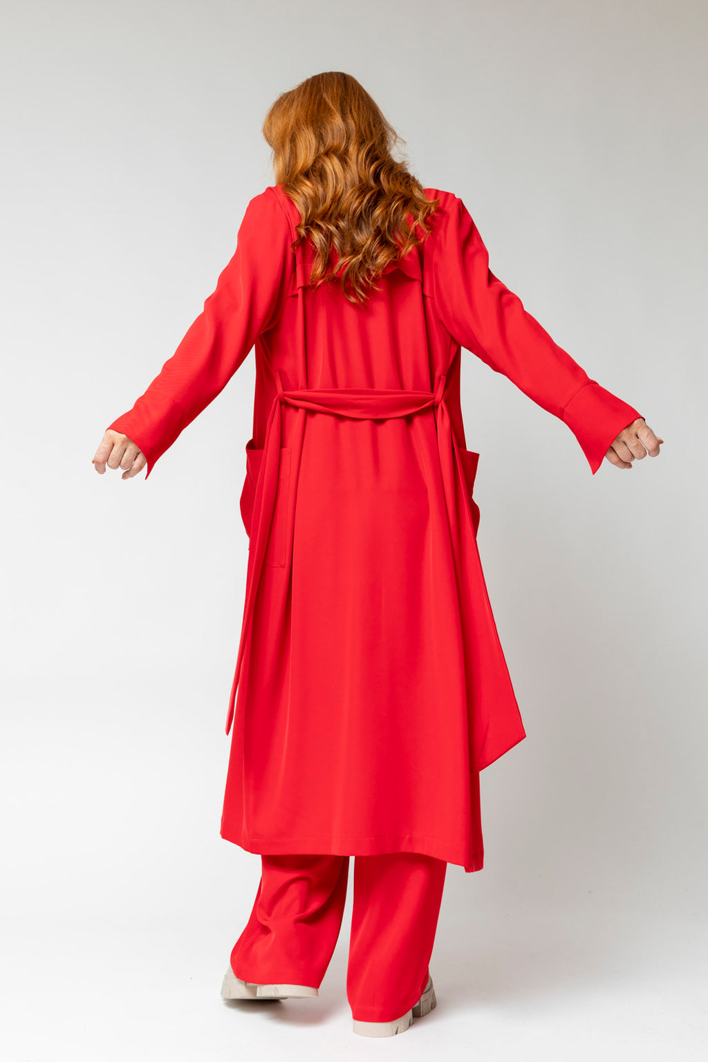 Red Euro Trench Coat