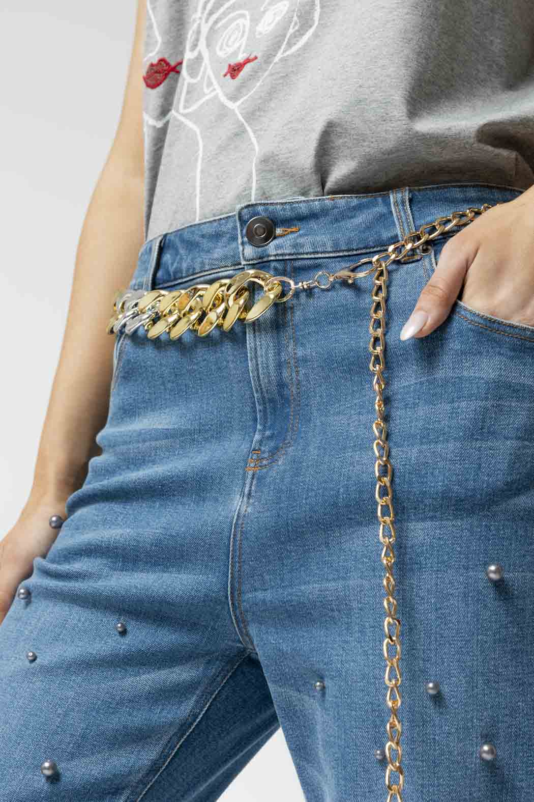 Mid Denim Grey Pearl Jean