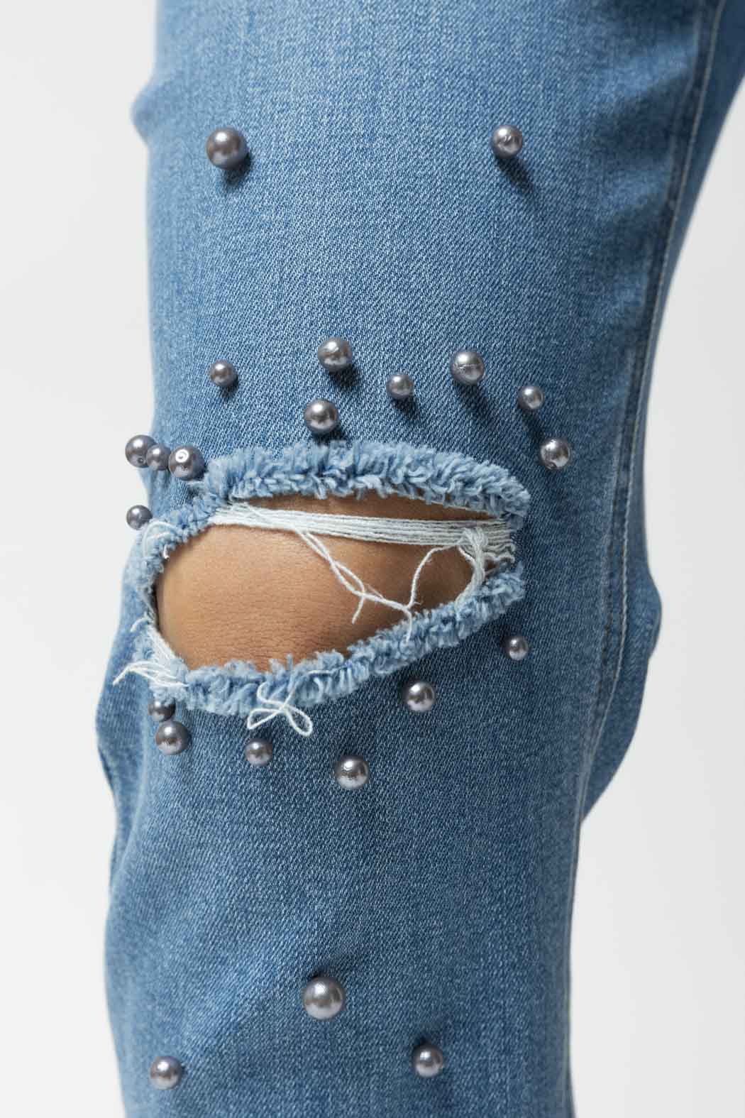 Mid Denim Grey Pearl Jean