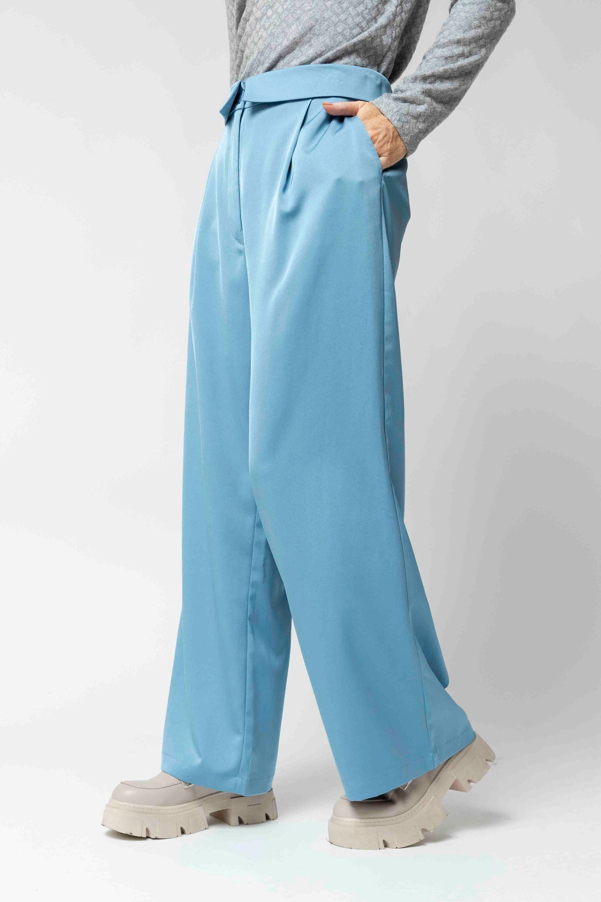 Blue Shimmer Paperbag Pants