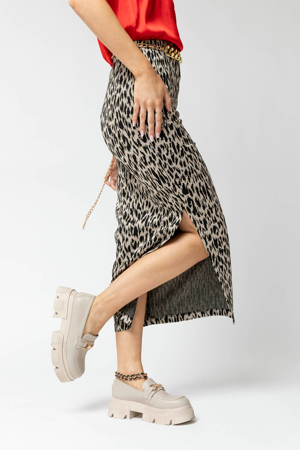 Black Animal Ponte Miracle Skirt